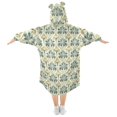 thumbnail image 2 of FORMRS Wearable Blanket Hoodie with Sleeves for Kids Cozy Flannel Sweatshirt, Beige Floral Pattern, 2 of 7