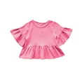 thumbnail image 3 of ZZwxWA My Order Children Solid Color Loose Girl Ruffle Sleeve Round-Neck Blouses Western Style Top Baby Clothes For Girls, 3 of 3