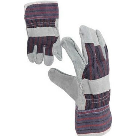 Construction Equipment - 2 Pair - LEATHER PALM GREY COLOR (Large), Use for construction jobs, equipment operation and general purpose By Work Gloves