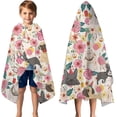 thumbnail image 3 of Pug Dogs with Pioneer Flower Hooded Bath Towel，50"x30" for Ages 3 To 12 Kids, Quick Dry Lightweight Soft Microfiber Hood Beach Towel Cover Up for Kids, 3 of 7