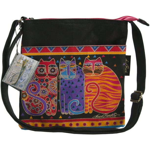 Laurel Burch Crossbody Purse Zipper Top 10 by 10 Inch Feline Friends Walmart
