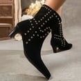 thumbnail image 6 of Leozcaa Womens Pointed Toe Wide Calf Ankle Booties Rhinestone Stiletto Heel Mid Calf Winter Short Boots, 6 of 9