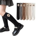 thumbnail image 2 of Godderr Toddler Kids Cute Bow Knee High Socks Girls Spring Fall Mid-Calf Socks Cotton Compression Socks 2 Pairs Cute Stacked Socks, 2 of 9