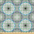 thumbnail image 2 of Ambesonne Mosaic Fabric by the Yard Microfiber, Traditional Geometric Round, 1 Yard, Pale Grey Azure Blue, 2 of 2