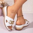 thumbnail image 4 of Dakaela Low Wedges Sandals for Women Comfortable Summer Slip on Slides with Arch Support Open Toe Beach Walking Slippers Shoes Size 6-10 White, 4 of 7