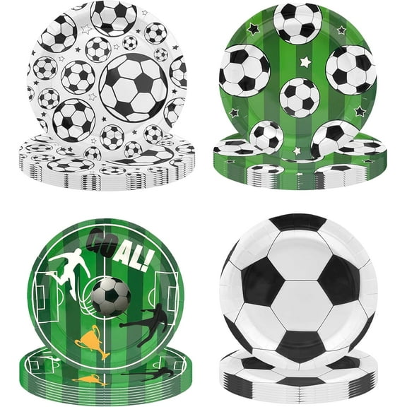 48PCS Soccer Plates 7" Soccer Party Plates Disposable Paper Plates Birthday Party Decorations Party Supplies for Kids Boys Adults