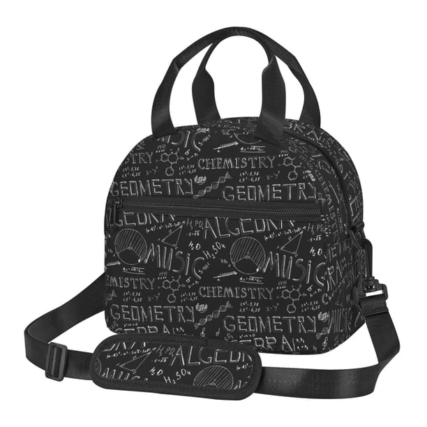 Balery Black Scientific Bolsa de Almuerzo Impresa, Caja de Almuerzo Reutilizable, Bolsa Térmica Aislada para Almuerzo, Bolsa Antiderrames