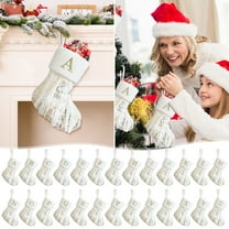 Boovnll Christmas Stockings with Letters, 10" Personalized Knitted Large White Christmas Stocking Cuff for Holiday, Xmas Tree, Fireplace, Party Decor Ornaments, Christmas Decorations (B)