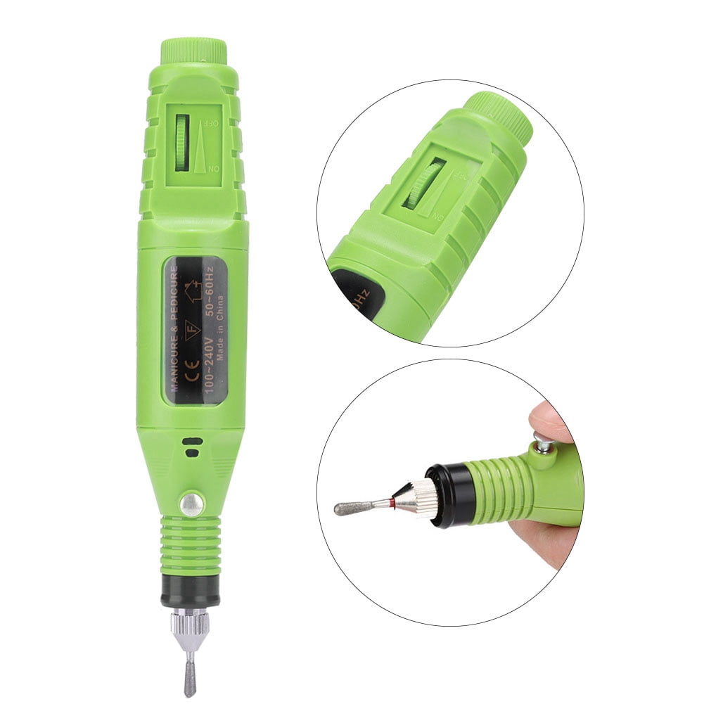 Riousery Professional Electric Manicure Nail Toe Drilling Machine with 30Pcs Grinding Head Set, High Speed Portable Efile for Acrylic Nails and Gel Polish Removal, 100-240V Green (8.6 inches / 22 cm)
