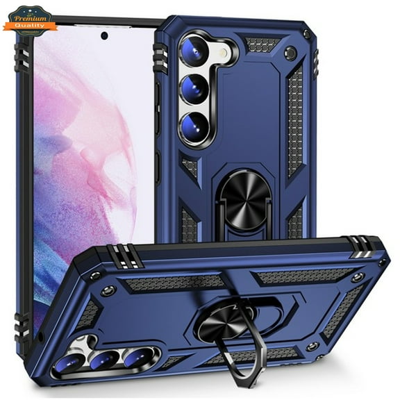 Phone Case for Samsung Galaxy A26 Shockproof Hybrid Dual Layer PC   TPU with Metal Ring Kickstand Heavy Duty Armor Shell Cover Fit for Samsung Galaxy A26 (Blue)