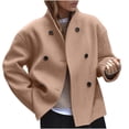 thumbnail image 3 of Women's Vintage Brown Tweed Jacket Coats Blazers, Solid Color Winter Warm Outerwear, Casual Daily Wear Work Office Travel Fashion Essential Gift for Women | Aestivo,Khaki L, 3 of 9