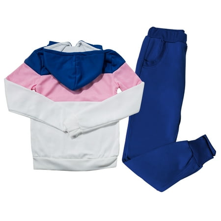 - Casual Two-Piece Sportswear Hoodie Sweatshirt Tracksuit for Women, Women's Long Sleeve Sportswear Tracksuit Sets Tops with Sweatpants, Blue S