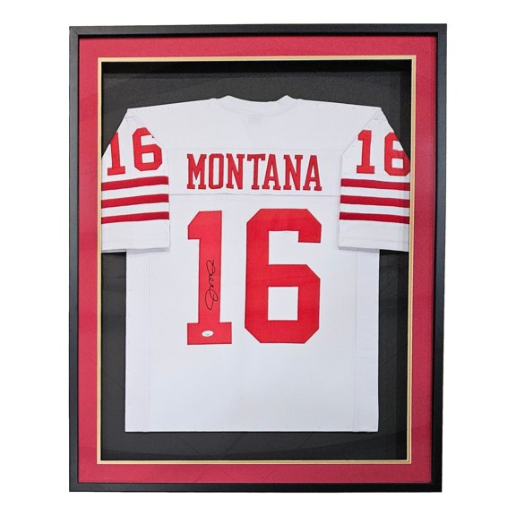 Joe Montana Signed Framed Custom White Pro Style Football Jersey JSA