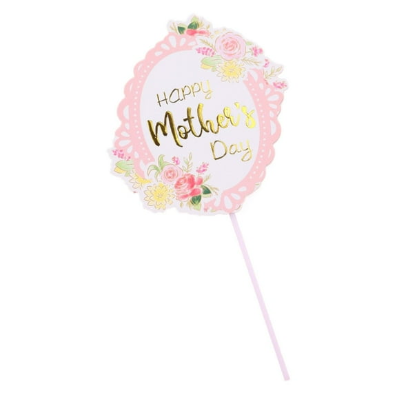 Clearance under $1 Happy Mother's Day Cake Toppers Flower Heart Paper Cake Picks Cake Decoration for Birthday Mother's Day