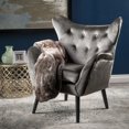 thumbnail image 2 of GDF Studio Dejon Mid Century Modern Velvet Arm Chair, Gray and Black, 2 of 13