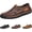 9916-1 Deep brown hollowed, variant on Men's Slip - breathable casual shoes for walking, wearing flat leather shoes and loafers on one foot, for outdoor leisurely strolls