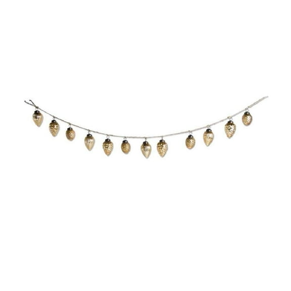 K&K Interiors 48-Inch Gold Mercury Glass Acorn Garland with Twine – Elegant Fall & Holiday Décor