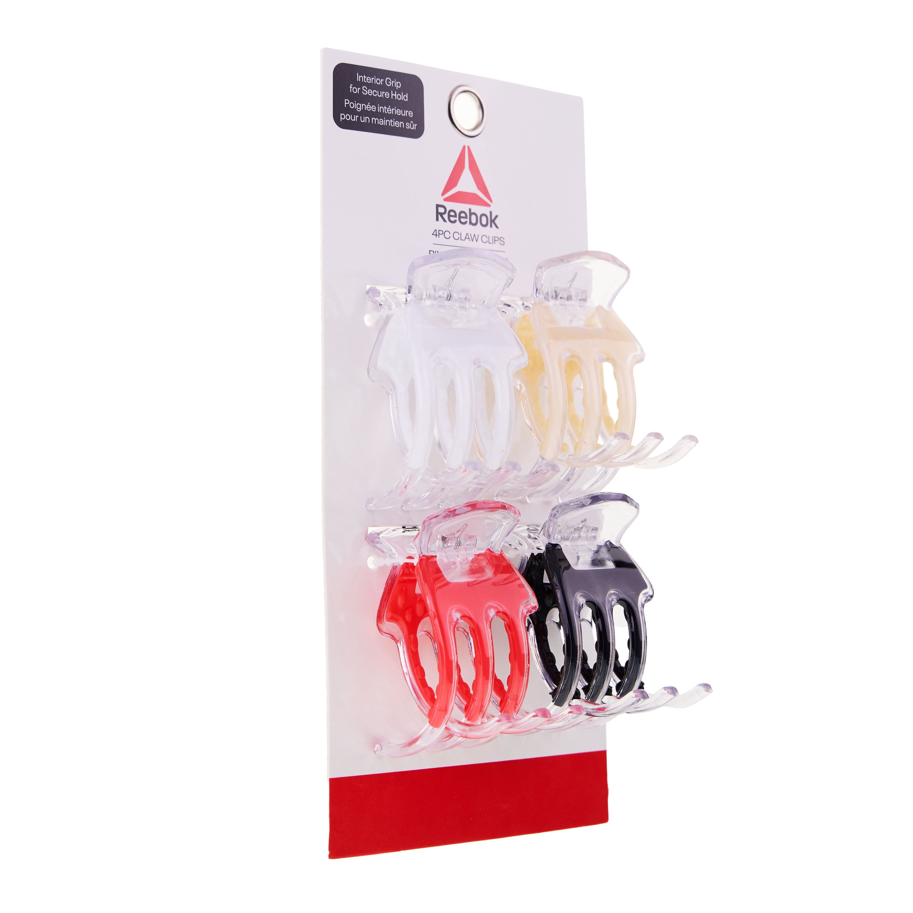 Reebok Claw Clip With Interior Grip, 4 Piece Set for All Hair Types