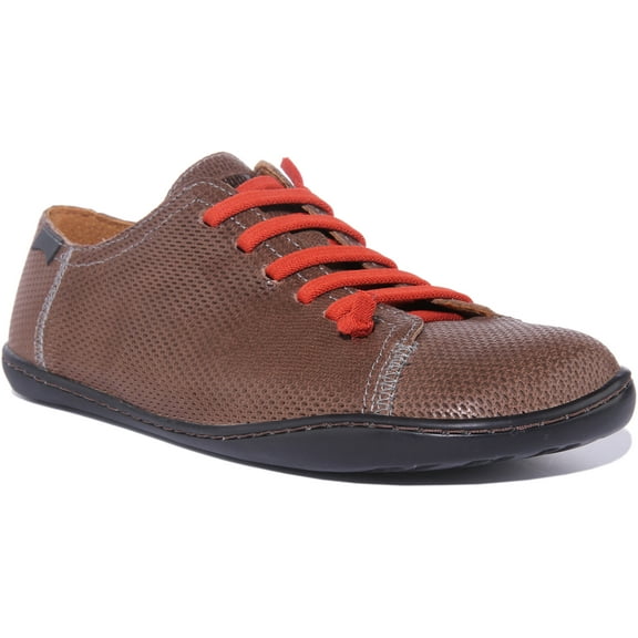 Camper Peu Cami Men's Elastic Lace Up Leather Trainers In Grey Size 7