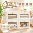 thumbnail image 6 of 4 Pack Beige Closet Storage Bins Front Opening Storage Bin Collapsible Fabric Organizer with Clear Window Dual Handles Closet Clothes Blanket Book Storage Box for Home DIMJ, 6 of 11
