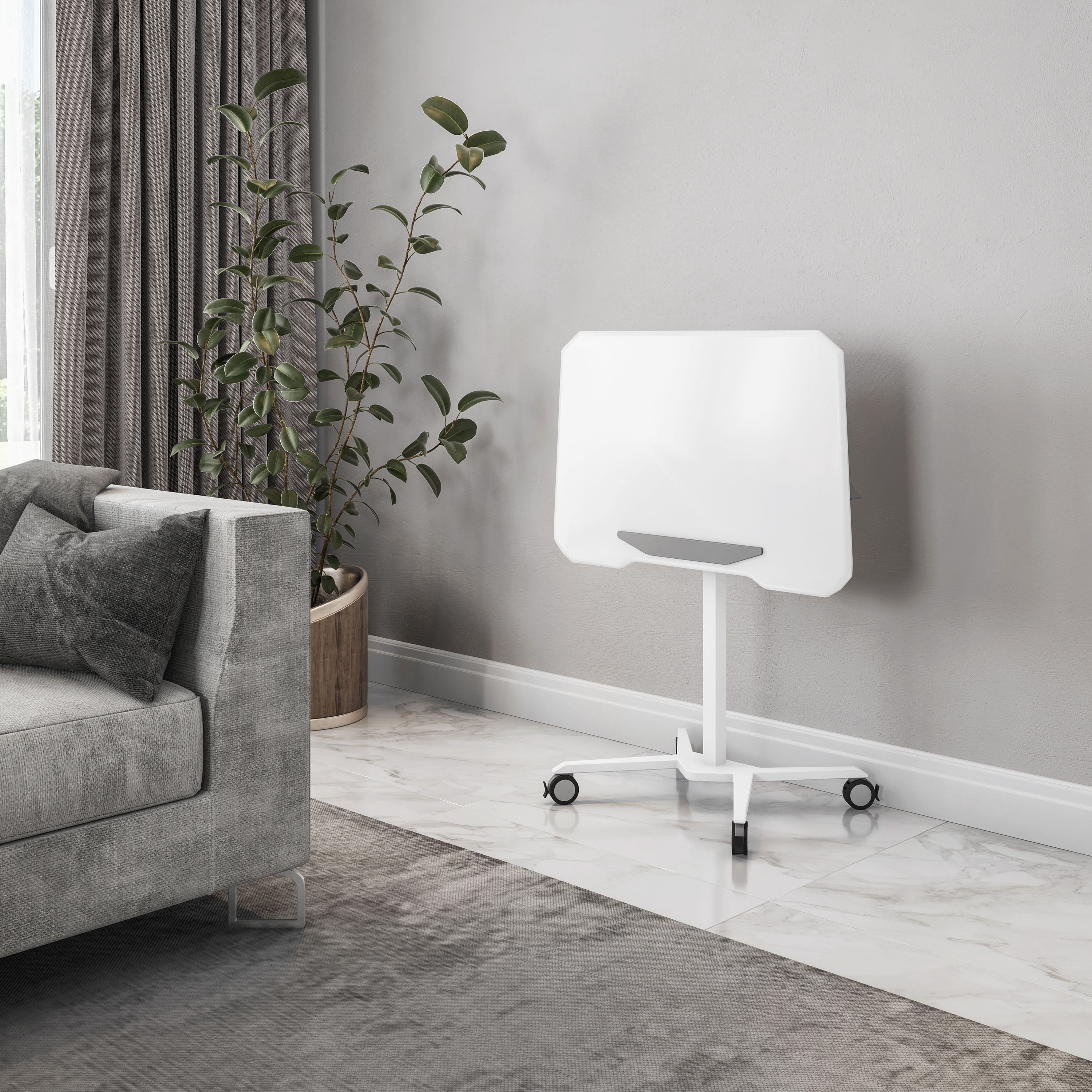 Techni Mobili White Sit to Stand Mobile Laptop Computer Stand with Height Adjustable RTA-B008-WHT