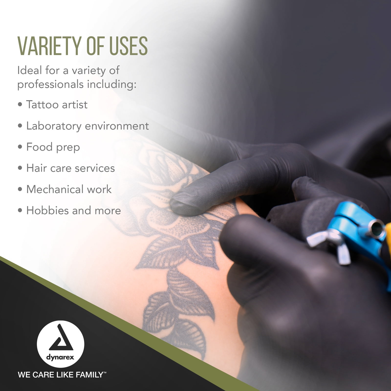 Dynarex Black Arrow Disposable Latex Exam Gloves, Powder-Free, For Healthcare, Law Enforcement, Tattoo, Salon or Spa, Black Gloves (1 Case of 1000 Gloves, Large Size)