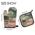 thumbnail image 2 of Yayeee Oven Mitts and Pot Holder Set of 4 Heat Resistant Kitchen Gloves Baking Hot Pad, Pink and Green Cat, 2 of 5
