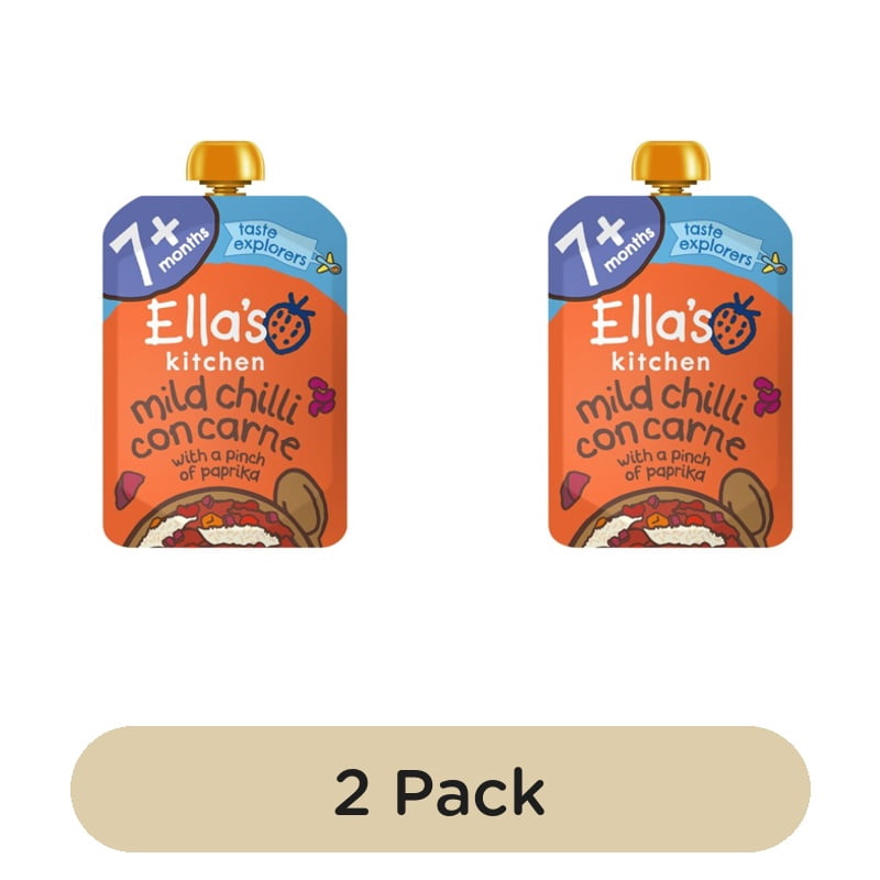 Ella's Kitchen Beef Chilli Con Carne Baby Food Pouch 7+ Months 130g, British Import (Pack of 2)