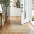 thumbnail image 2 of ODIKA 2'x3' Washable Throw Rug Boho Alternating Cream Band Interlocking Muted Tone Vintage Beige for Hallway, Study Room, Non-Slip Low Profile, Flatwoven, 2 of 7