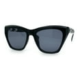 thumbnail image 4 of Womens Oversized Thick Plastic Cat Eye Rectangular Fashion Sunglasses All Black, 4 of 8