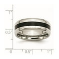 thumbnail image 2 of Stainless Steel Beveled Edge Black Enameled 8mm Polished Band Ring Size 13.5 Ring for Women and Men, 2 of 2