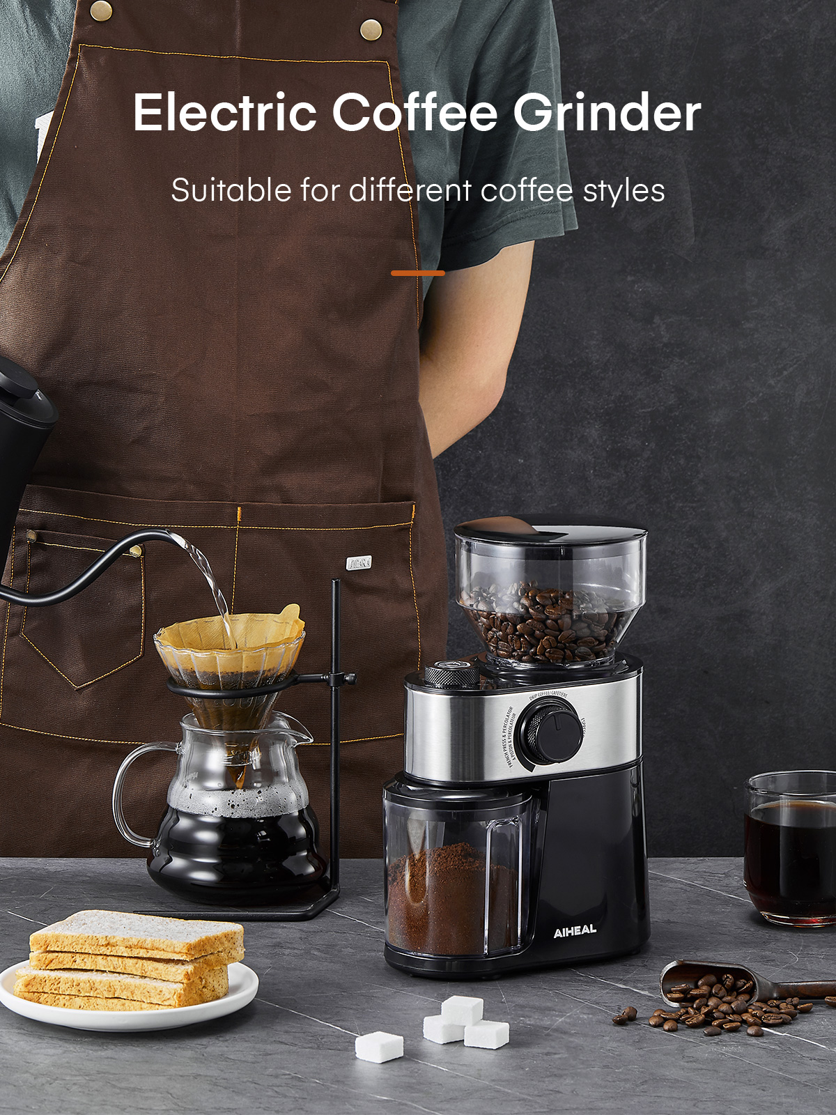 Aiheal Electric Burr Coffee Grinder with 18 Settings photo 3