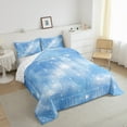 thumbnail image 3 of Manfei Chic Stars Pattern Queen Comforter Set,Dreamy Universe Galaxy Bedding Sets,White Blue Bedding Comforter Set For Boy Girls,Ultra Soft Home Decor Reversible,3pcs, 3 of 8