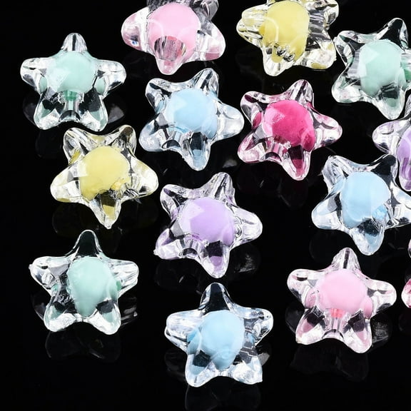 100 pc Transparent Acrylic Beads Bead in Bead Star Mixed Color 11x11.5x7mm Hole: 2mm