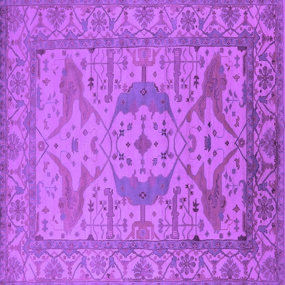 Ahgly Company Indoor Square Oriental Purple Industrial Area Rugs, 8' Square