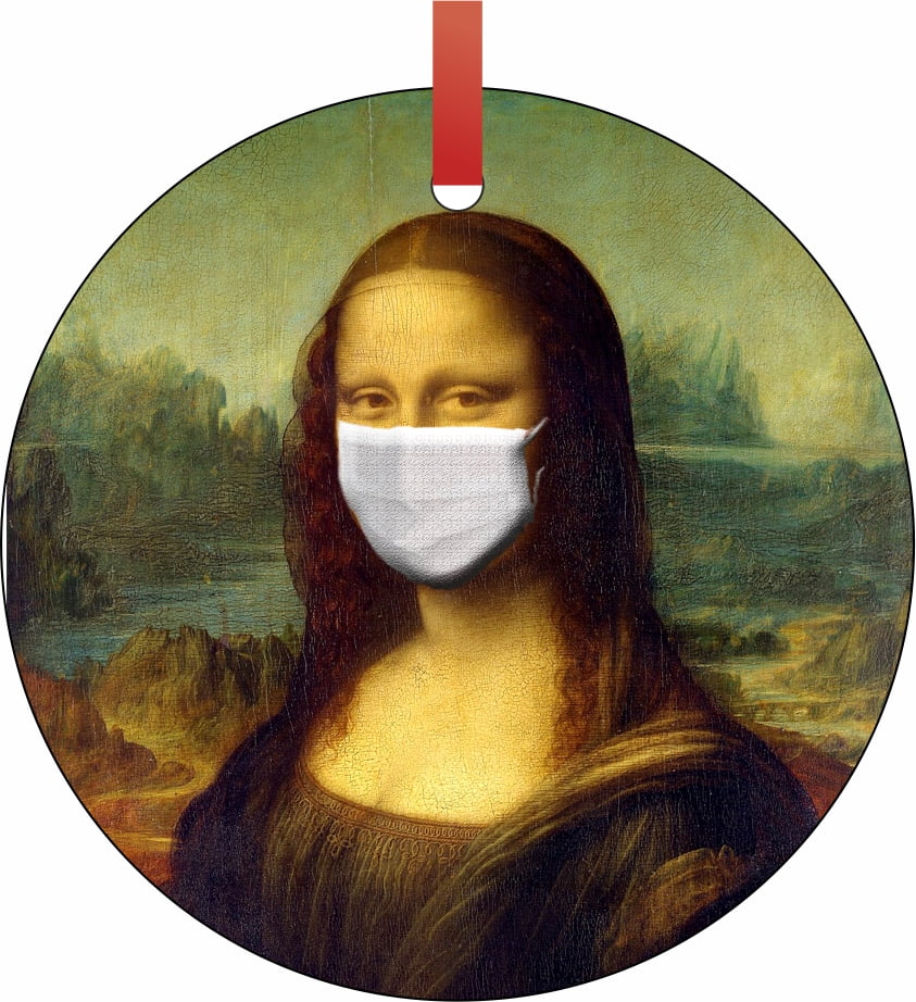 Mona Lisa Ornament Funny Covid Ornament 2020 Mona Lisa Face Mask Handmade Christmas Ornament Decor Walmart Com Walmart Com