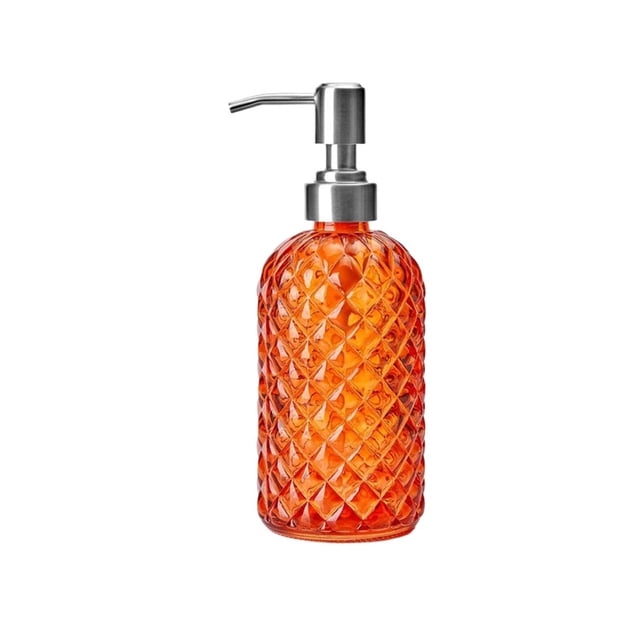 Dispensador de jabón de vidrio con bomba de acero inoxidable, botella dispensadora de loción for baño.
