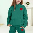 thumbnail image 2 of Goindgs Girls Toddler Boys Activewear Outfit Sets Solid Hear Printed Athletic Long Sleeve Hoodies and Sweatpants Girls Sweatsuit 2 Piece Set Unisex Kids Sweat Suit Z12-Dark Green 6-7 T, 2 of 4