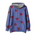 thumbnail image 2 of Plus Size Tops for Women Hooded Sweatshirt Long Sleeved Print Loose Off Shoulder Sweatshirt S-5XL Womens Sweatshirts Navy XXXL, 2 of 4