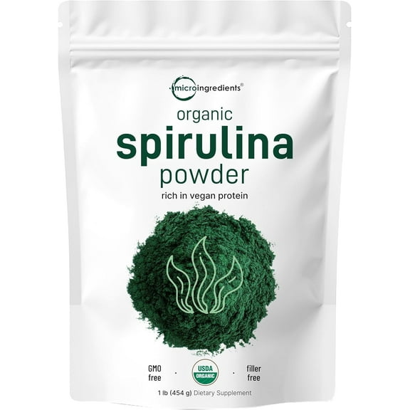 Micro Ingredients Organic Spirulina Powder, 1lb (16oz) | Green Superfood Powder, Rich in Vegan Protein, Vitamins & Minerals