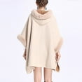 thumbnail image 4 of Pejock Women's Hooded Cloak Cardigan, Casual Long Sleeve Open Front Poncho Sweater with Fur Hood, Lightweight Blouse Top for Spring and Fall, 4 of 8