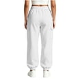 thumbnail image 7 of ZHYou No Boundarie Fleece Sweatpants for Women Casual Soft Stretch High Waist Cuffed Leg Loose Fall Winter Pants with Pockets,White,Size 2XL, 7 of 7