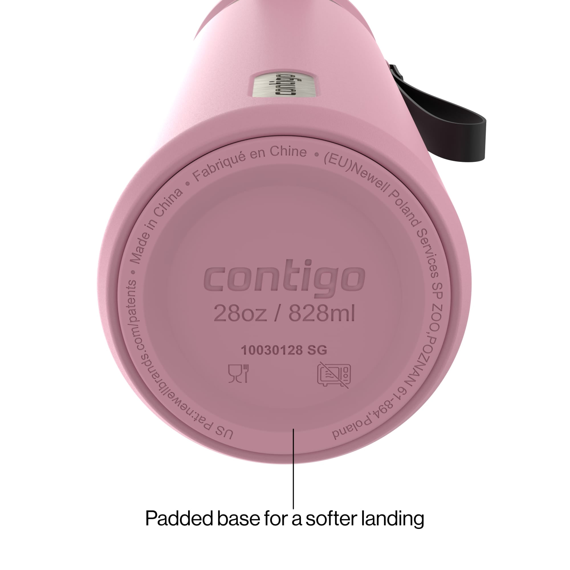 Contigo Water Bottle, 28 Oz, Stainless Steel, Vacuum Insulated Leakproof, DualSip 2-Way Lid, Pink Diamond