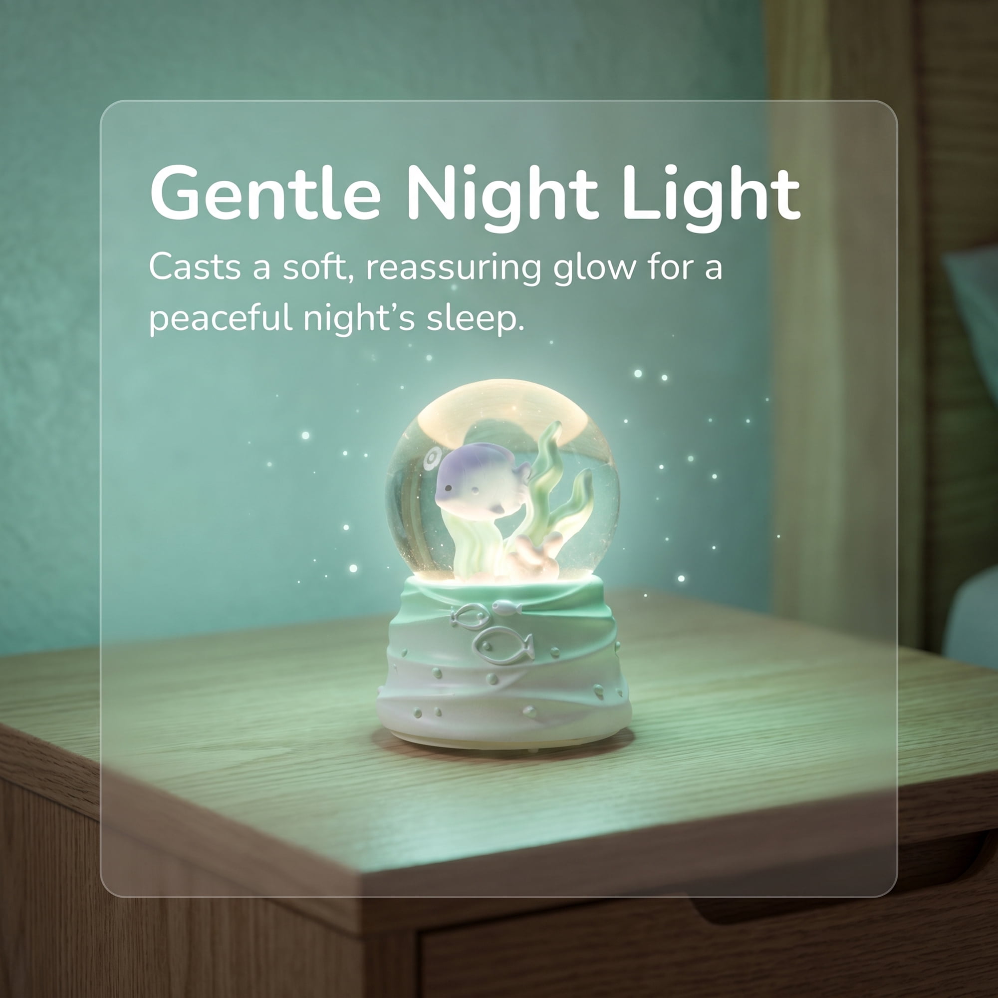 Unique Bargains Cute Cartoon Light Up Crystal Ball Mini Resin Figurine Snow Globe Green