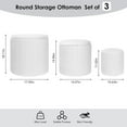 thumbnail image 2 of Round Set of 3 Ottoman with Storage-Upholstered Velvet Vanity Stool for Makeup Multifunctional Ottomans Coffee Table Padded Seat Foot Rest for Living Room&Bedroom（White）, 2 of 19