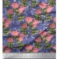 thumbnail image 1 of Soimoi Georgette Viscose Fabric Leaves & Rose Flower Fabric Prints By Yard 42 Inch Wide, 1 of 1