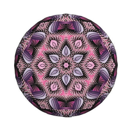 Waterproof Spare Wheel Cover, Rosette Mandala Kaleidoscope Pattern Adjustable Wheel Cover For Jeep Trailer RV SUV Car, 14 inch