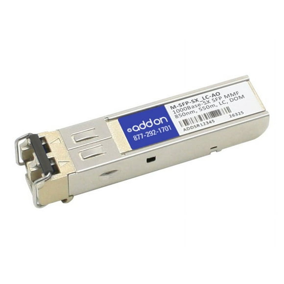 AddOn module Émetteur-Récepteur - SFP (mini-GBIC) (Équivalent à, Hirschmann M-SFP-SX/LC) - 1GbE - 1000Base-SX - LC multi-mode - jusqu'à 1800 ft - 850 nm - Conforme TAA