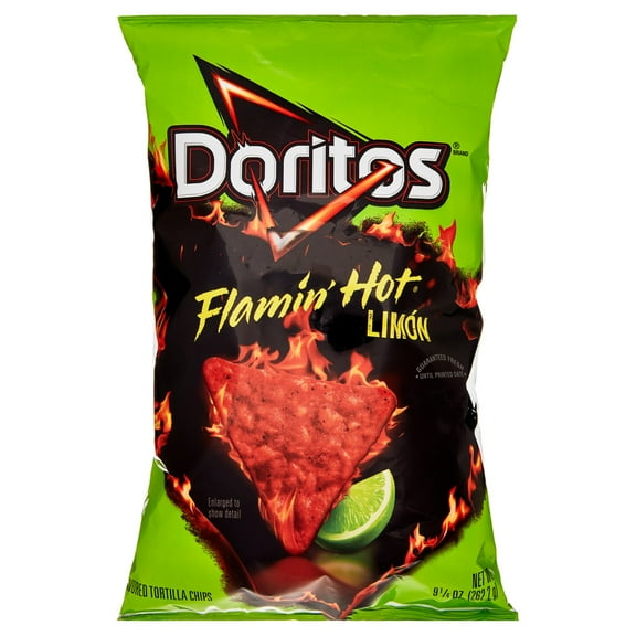 Doritos Flavored Tortilla Chips Flamin' Hot Limon 9.25 oz Bag -Pack Of 2