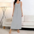 thumbnail image 4 of YgkuHd Plus Size Nightgowns Womens Solid Color Lace V Neck No Sleeved Loose Casual Mid Calf Nightgown House Dresses, 4 of 6